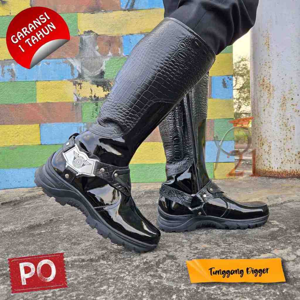 P21 Digger - Sepatu Tunggang Lantas Kulit Asli Garansi 1 Tahun