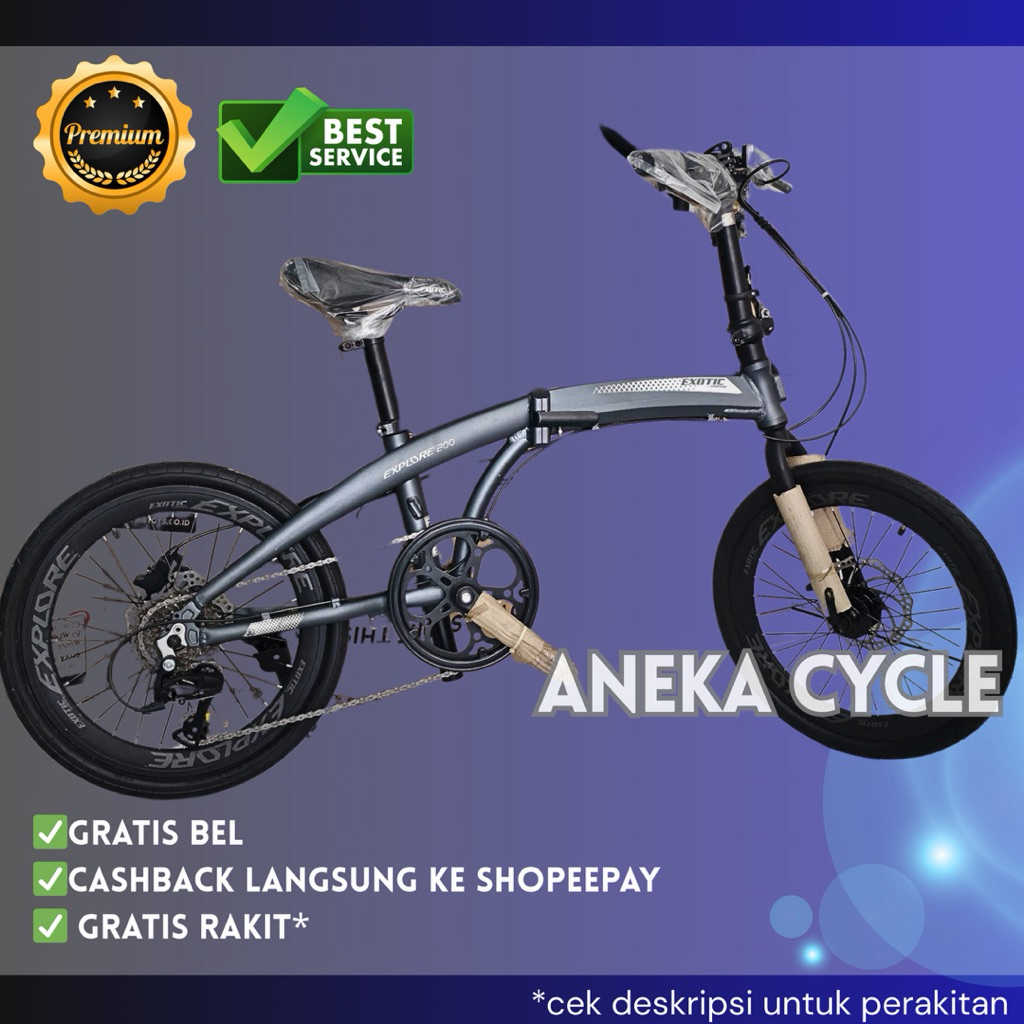 Sepeda Lipat Exotic Explore 200 20 Inch Alloy Speed 9sp Hidrolik Rem Cakram