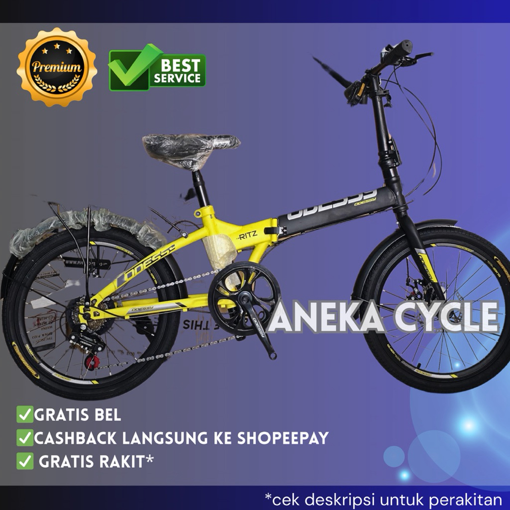 Sepeda Lipat Odessy Ritz 20 Inch 7 Speed Rem Cakram Frame Besi
