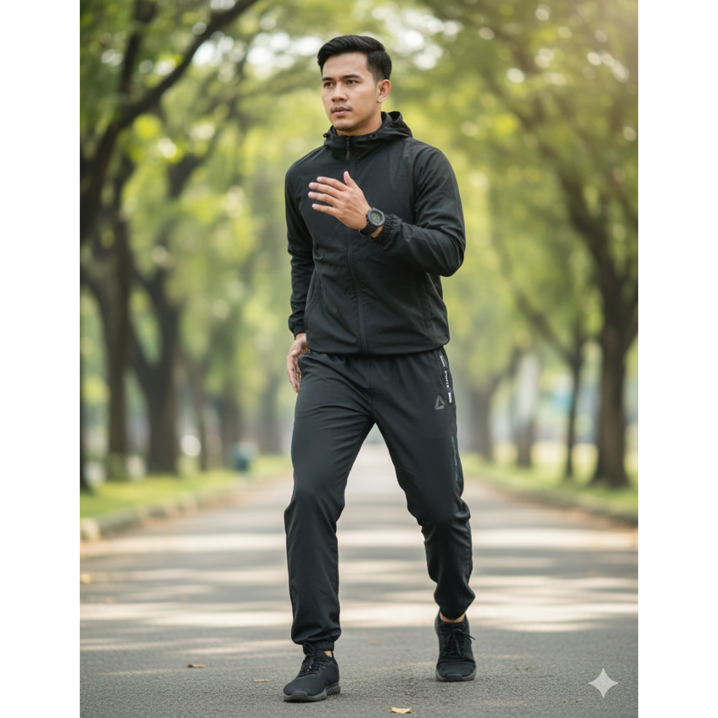 Jaket Parasut Pria Hoodie Bahan Mikro – All Size Fit L | Jaket Olahraga Anti Angin Warna Hitam/Navy/