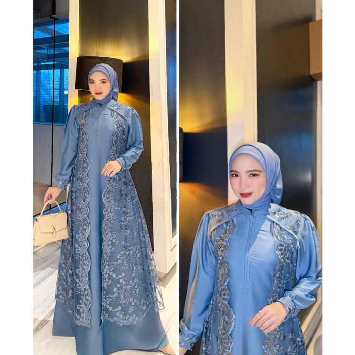 Gamis Brokat Velvet Mix Brukat Albert Elegan Kondangan Hari Raya dress fashion marbela dress premium
