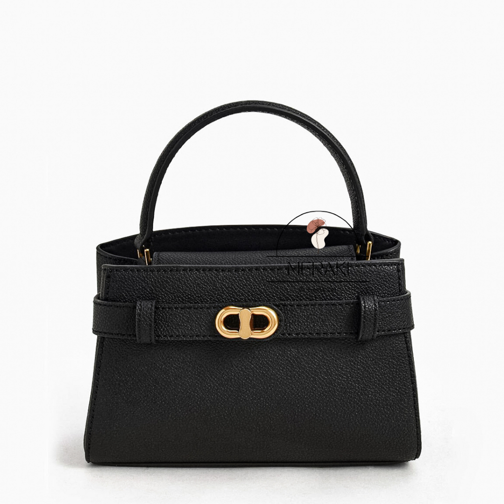 CHARLES & KEITH AUBRIELLE METALLIC BUCKLE TOP HANDLE BAG