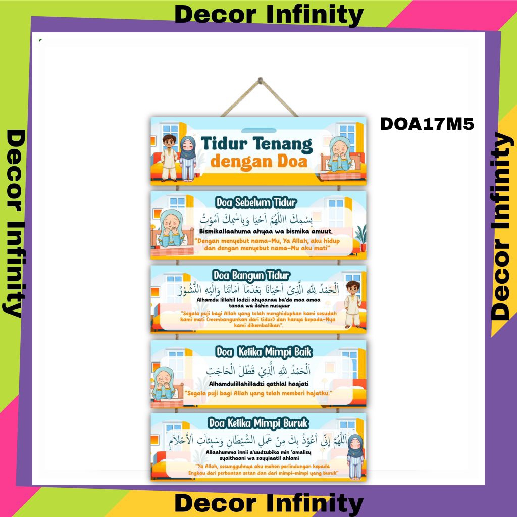 Hiasan dinding TIDUR TENANG DENGAN DOA 5 Susun gantungan dinding doa sebelum tidur doa bangun tidur 