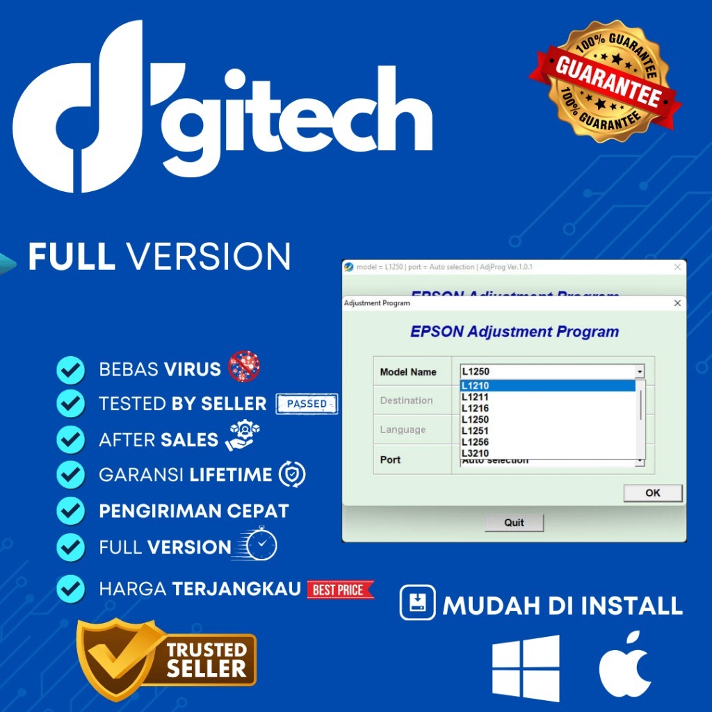 Software adjprog RESETTER Epson L3210 L1210-L3250-L3251-L3260-L5290