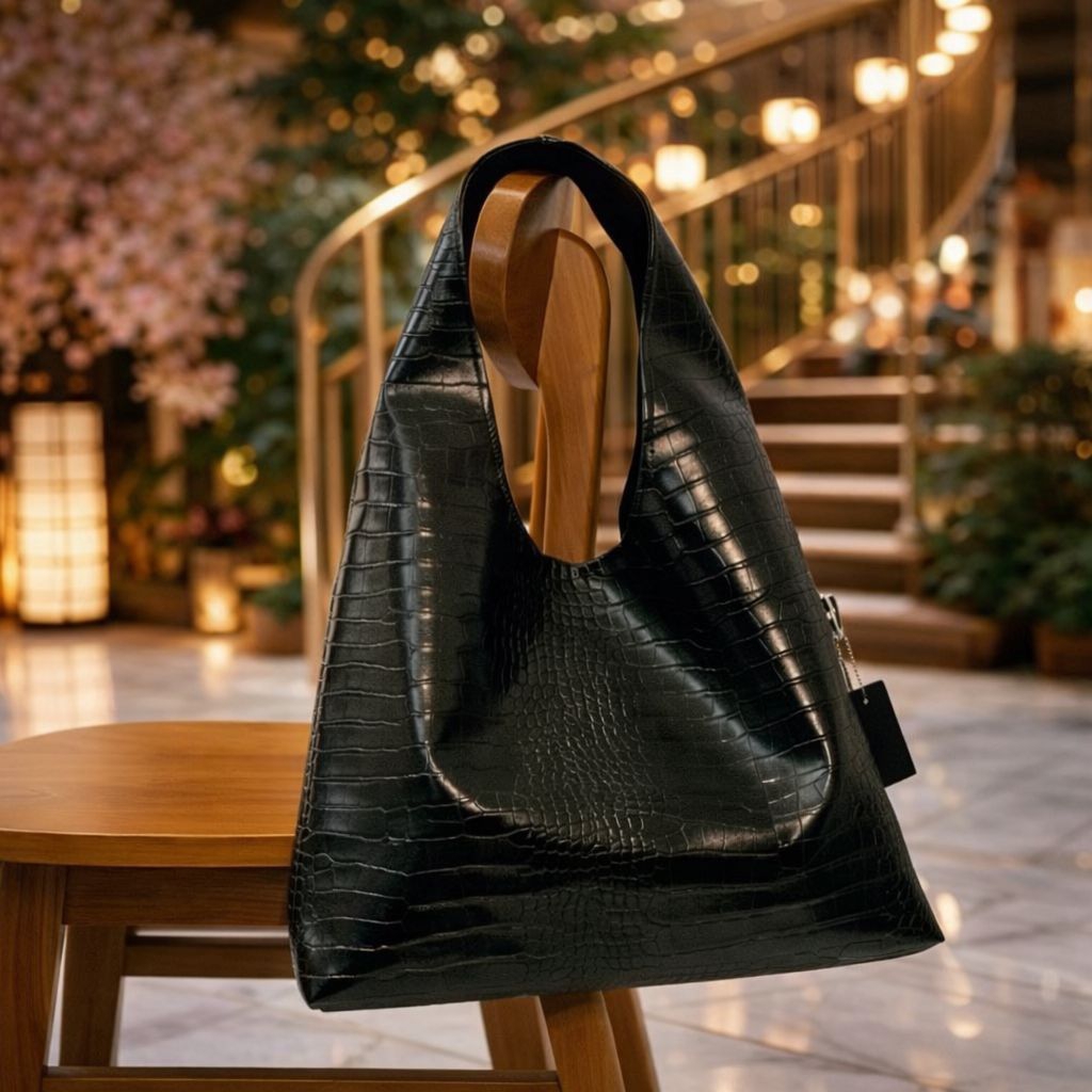 NVBAGS - ZARA Tas Tote Selempang Bahu Wanita Tas Shoulder Bag Totebag Sling Bag Bahan Kulit Croco Gl