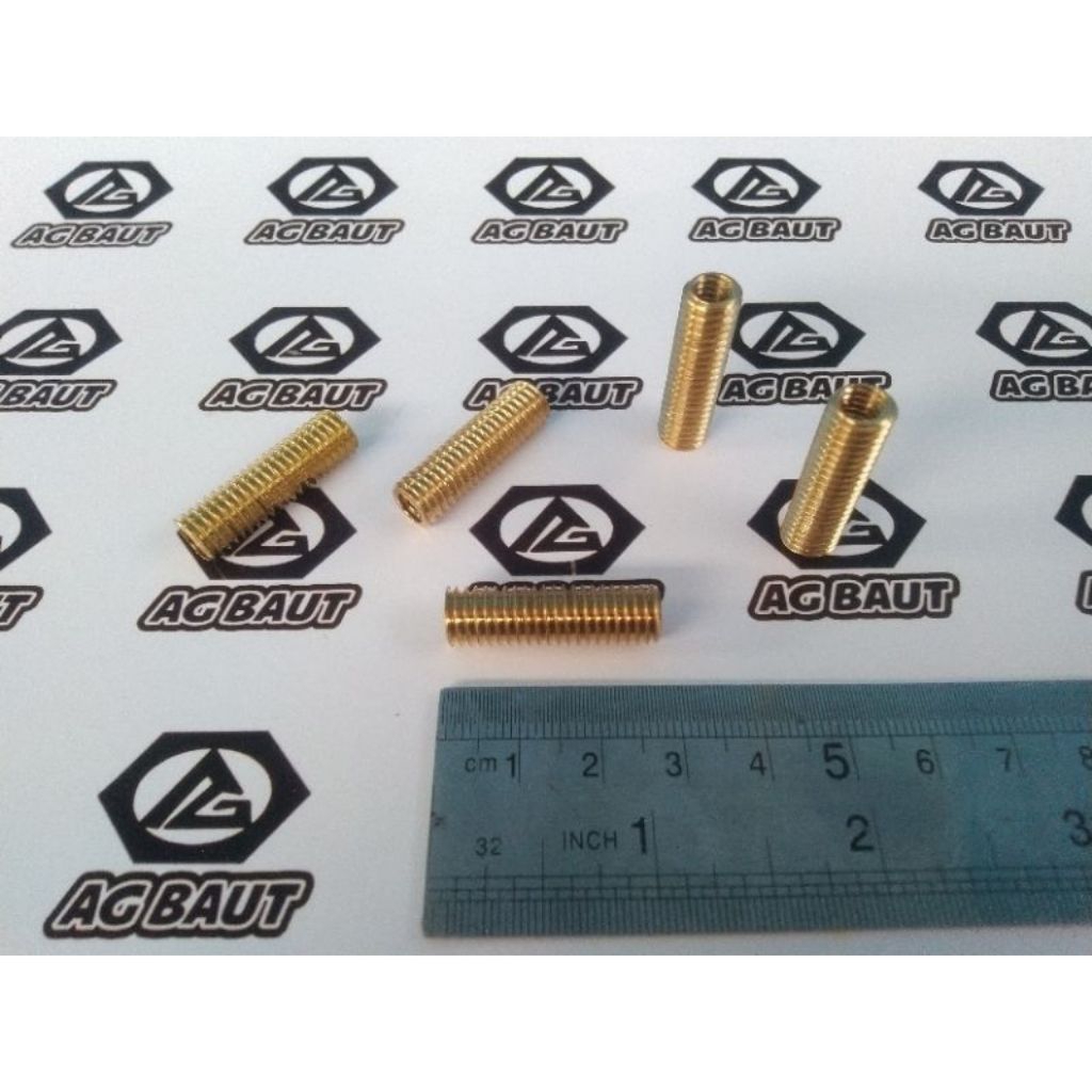 Sok Drat M5×M8 ( Baut 8 × Baut 12 ) Kuningan Blok Mesin