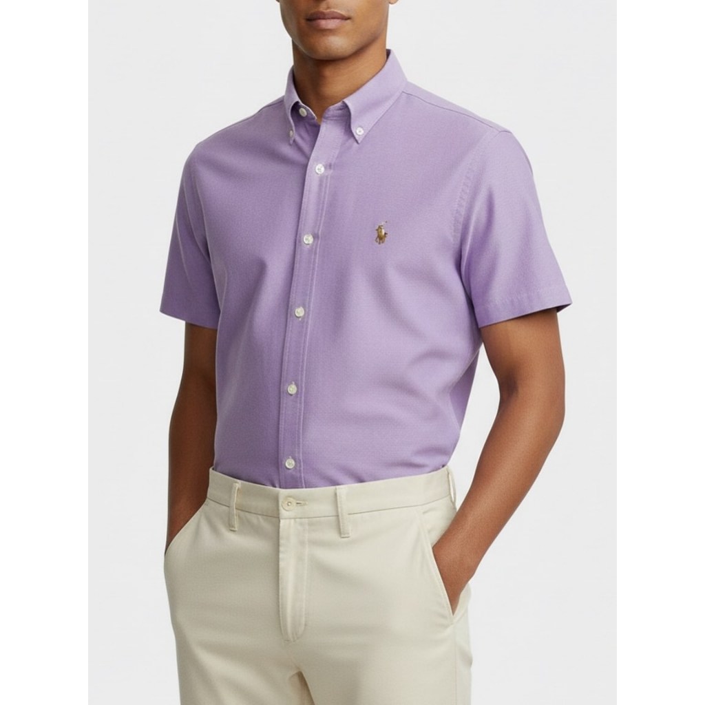 POLO RALPH LAUREN MEN BUTTON DOWN OXFORD SHIRT - LILAC (L)