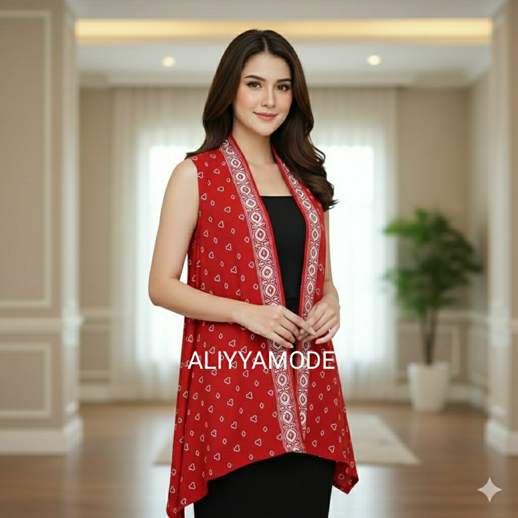 Vest Garutan Tanpa Lengan Batik Solo Cardi Outer Batik Wanita