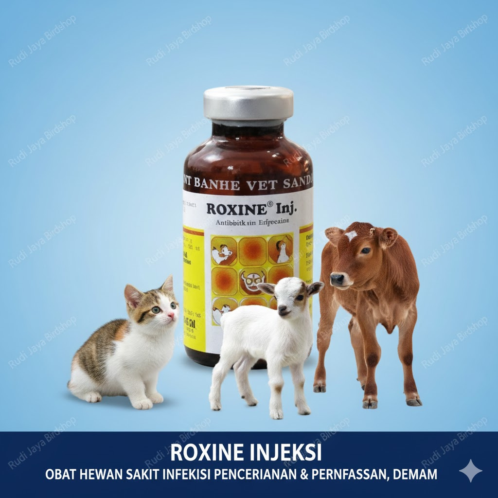 ROXINE INJEKSI 10 ML VITAMIN OBAT ANTIBIOTIK MENGOBATI INFEKSI PERNAFASAN & PENCERNAAN HEWAN