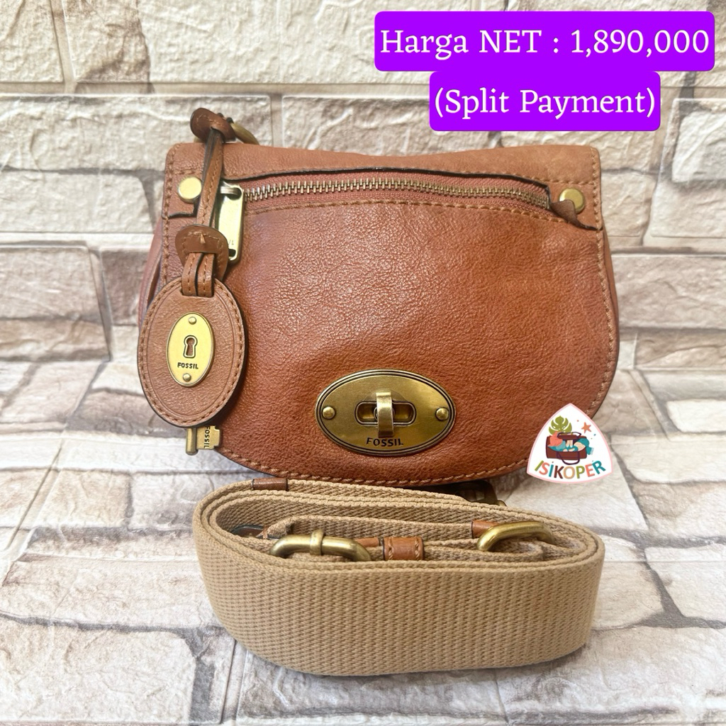 #521 NET-Preloved Fossil Emilia  Crossbody Brown