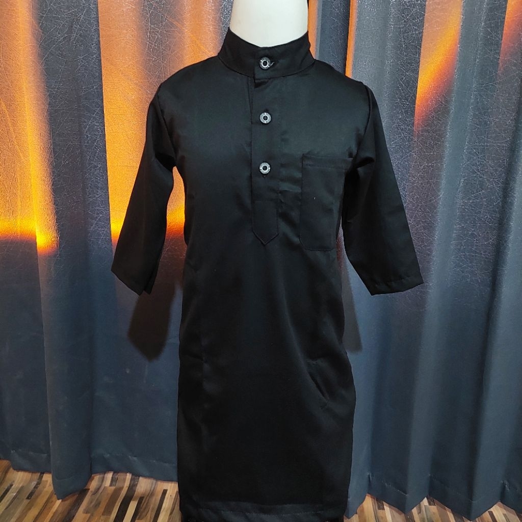 Gamis anak HITAM POLOS Bahan TOYOBO