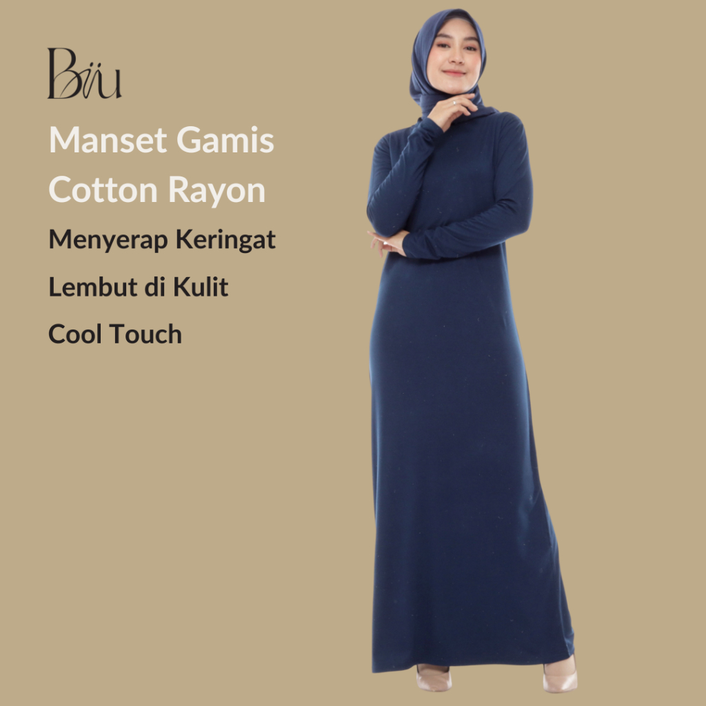 BIIU Manset Gamis Lengan Panjang Kaos Premium Polos