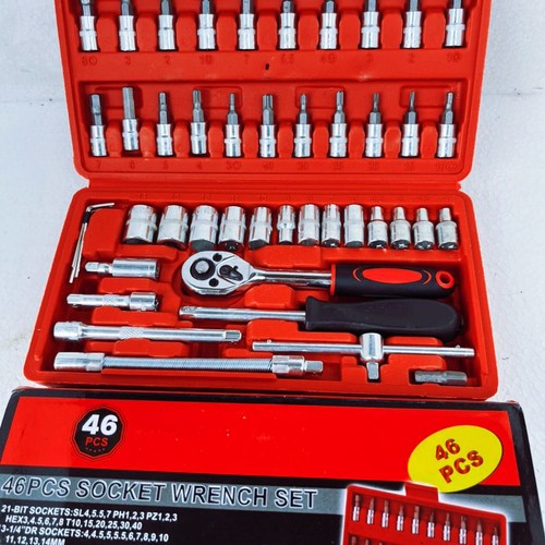 bonkyo Kunci SOK 46 PC Set Socket (1/4 ") Full Lengkap Socket Tool Kit Pas Ring L Motor Mobil