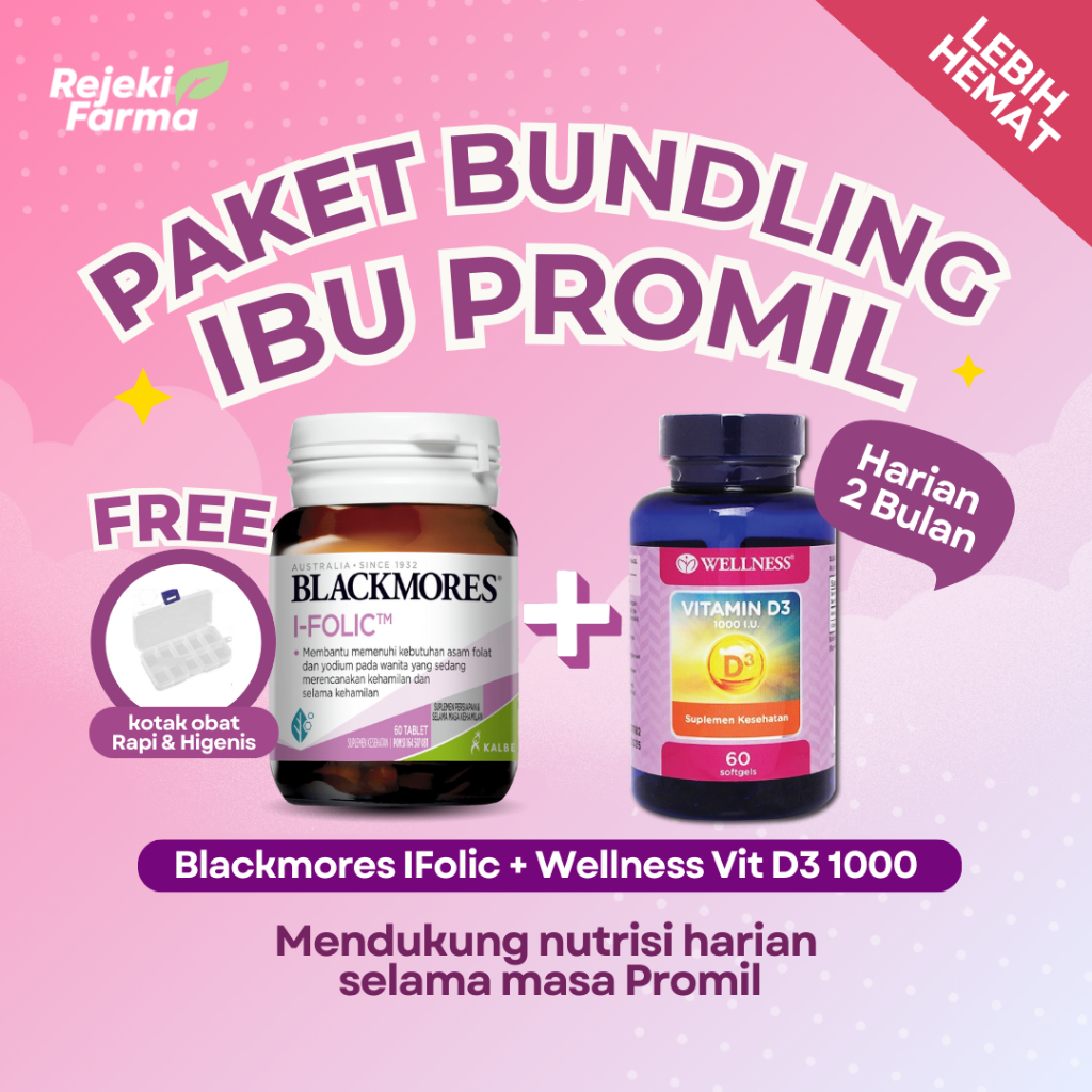 Paket Bundling Bundle Vitamin untuk Ibu Promil - Blackmores I-Folic + Wellness Vitamin D3 1000iu Vit