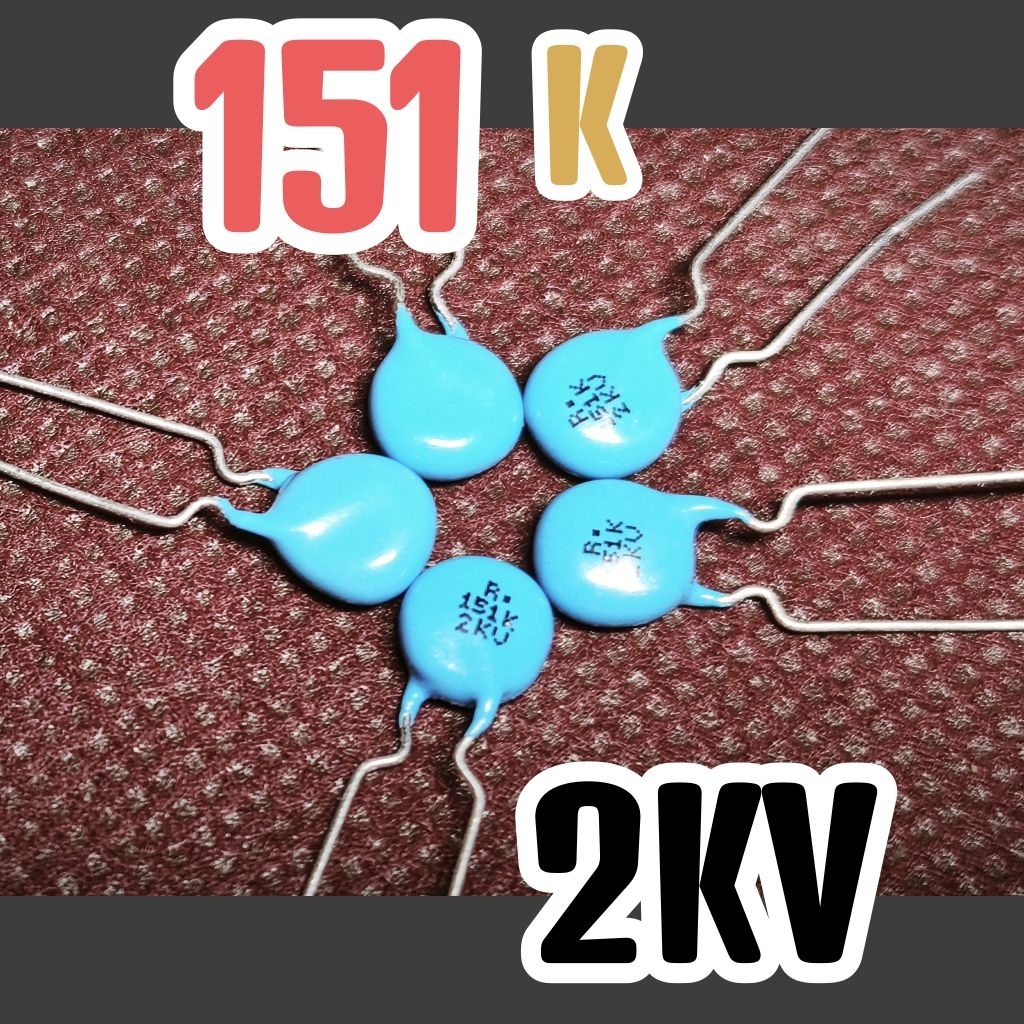 Kapasitor keramik ceramic capasitor milar mylar 151 K 2kv 0,15nf 150pf 2000v 10% 151K2KV