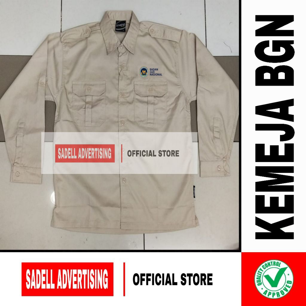 Kemeja BGN Seragam Badan Gizi Nasional Baju BGN Badan Gizi Nasional Krem PDH Lengan Panjang Pria Bor