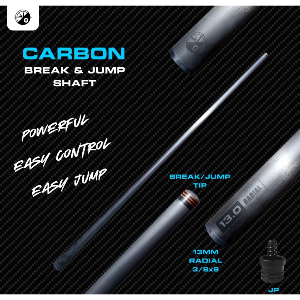 Shaft Carbon Break Jump Radial or 3/8x8 13mm Super Low Deflection by Compas Stick Billiard Stik Pred