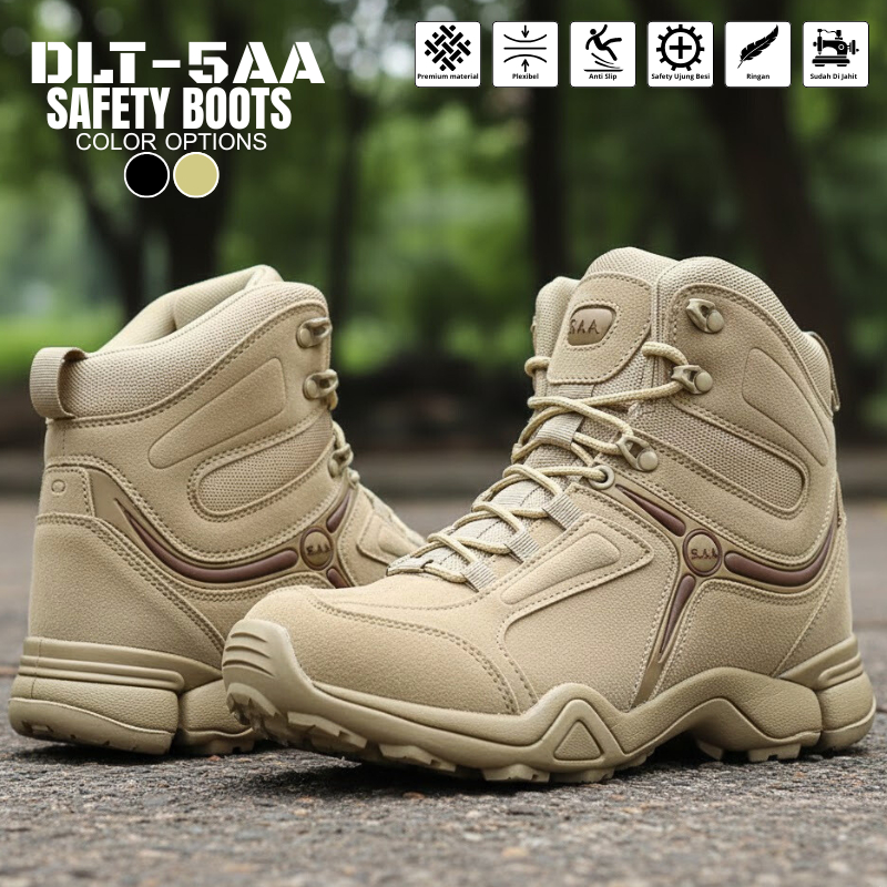 Sepatu Safety Pria Delta Tactical Cream - SEPATU SAFETY BOOTS DELTA UJUNG BESI TACTICAL HIKING ADVEN