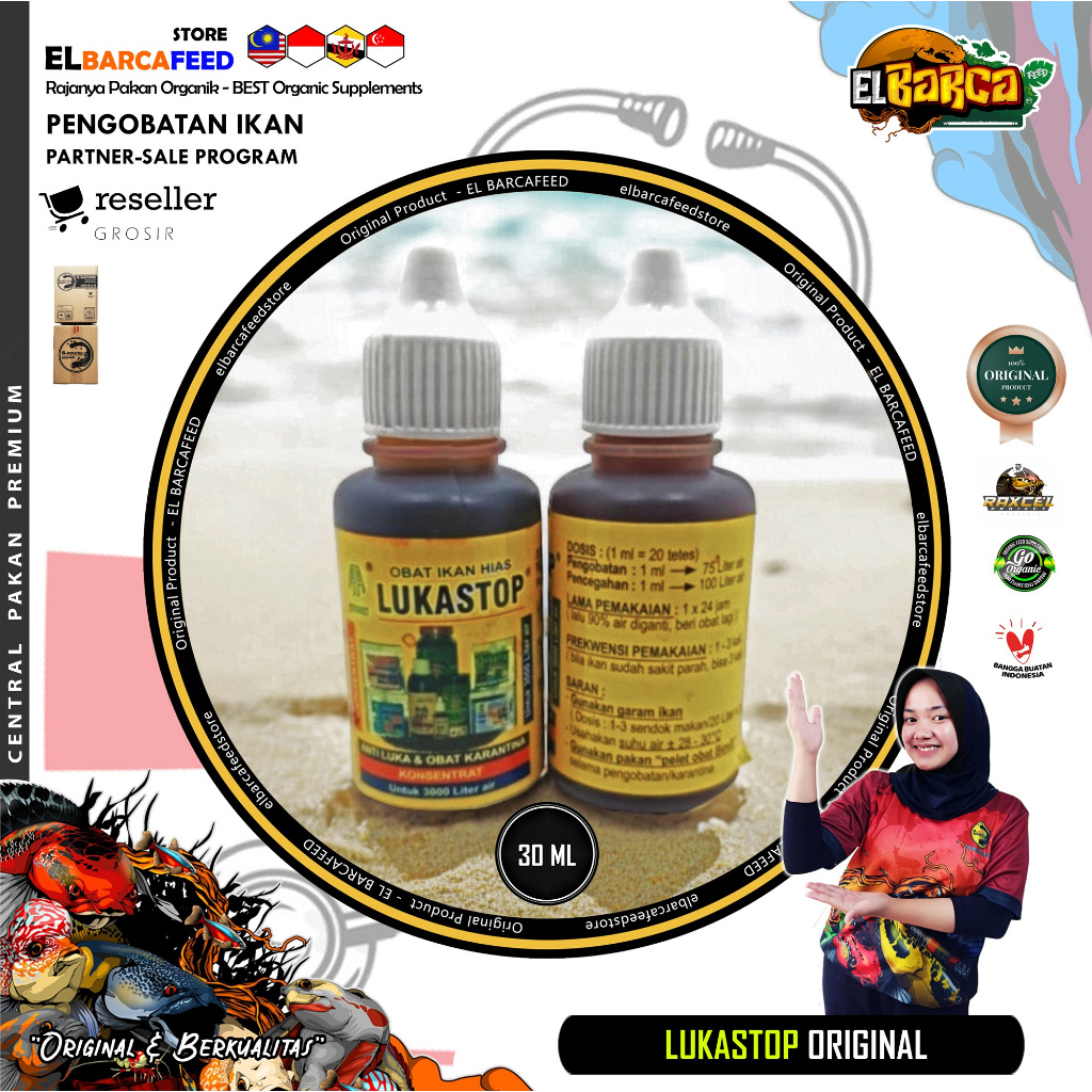 Obat Ikan LUKA STOP LUKASTOP 30 Ml Obat Jamur, Karantina Ikan Hias / Koi Original