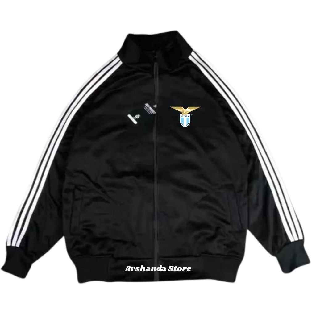Track Jacket Unisex Black With White Stripe Lazio