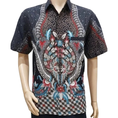 HEM BATIK PRIA ABU-ABU SIZE JUMBO SERAGAM KEMEJA BATIK PRIA