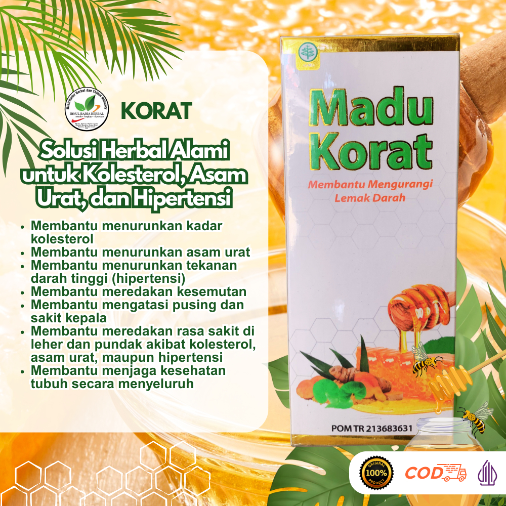 KORAT Madu Herbal Penurun Kolesterol, Asam Urat & Darah Tinggi – Madu Korat Original BPOM