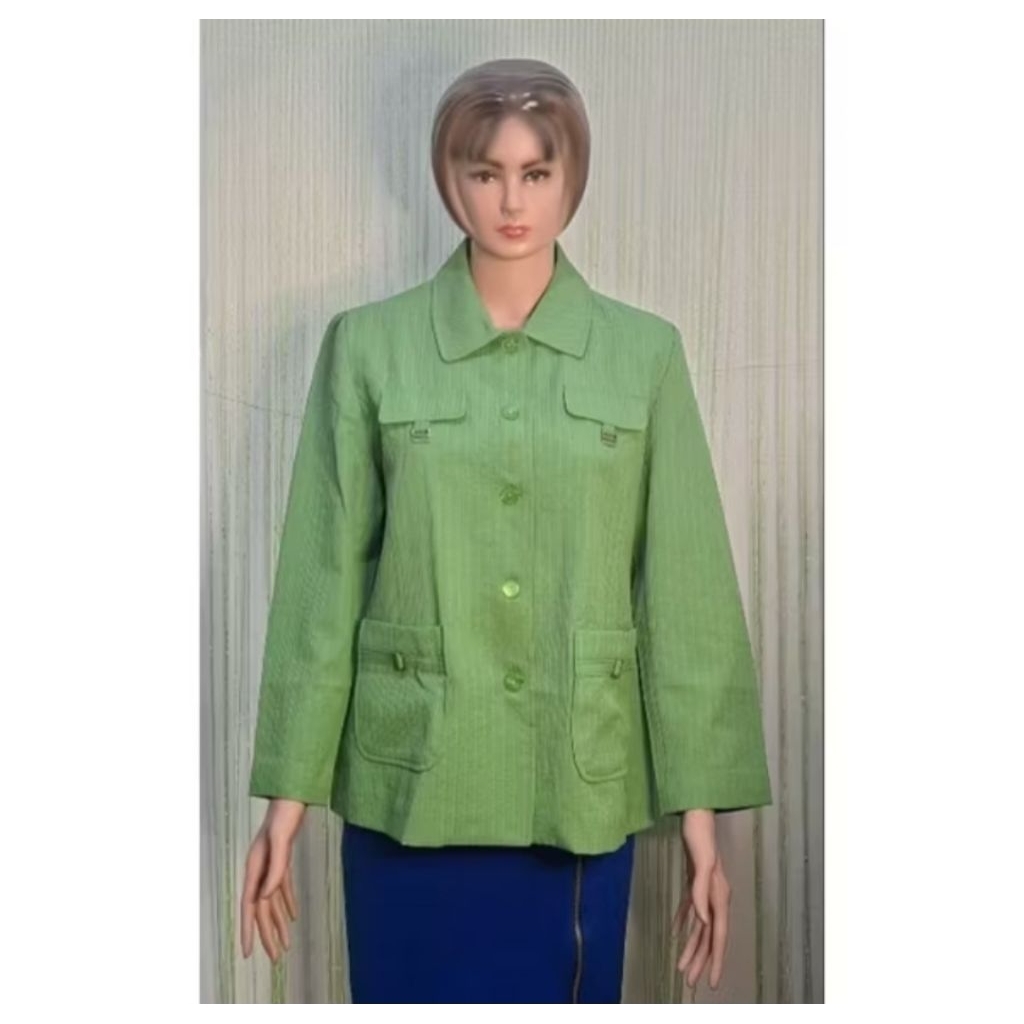 kemeja wanita jumbo warna hijau muda lengan panjang