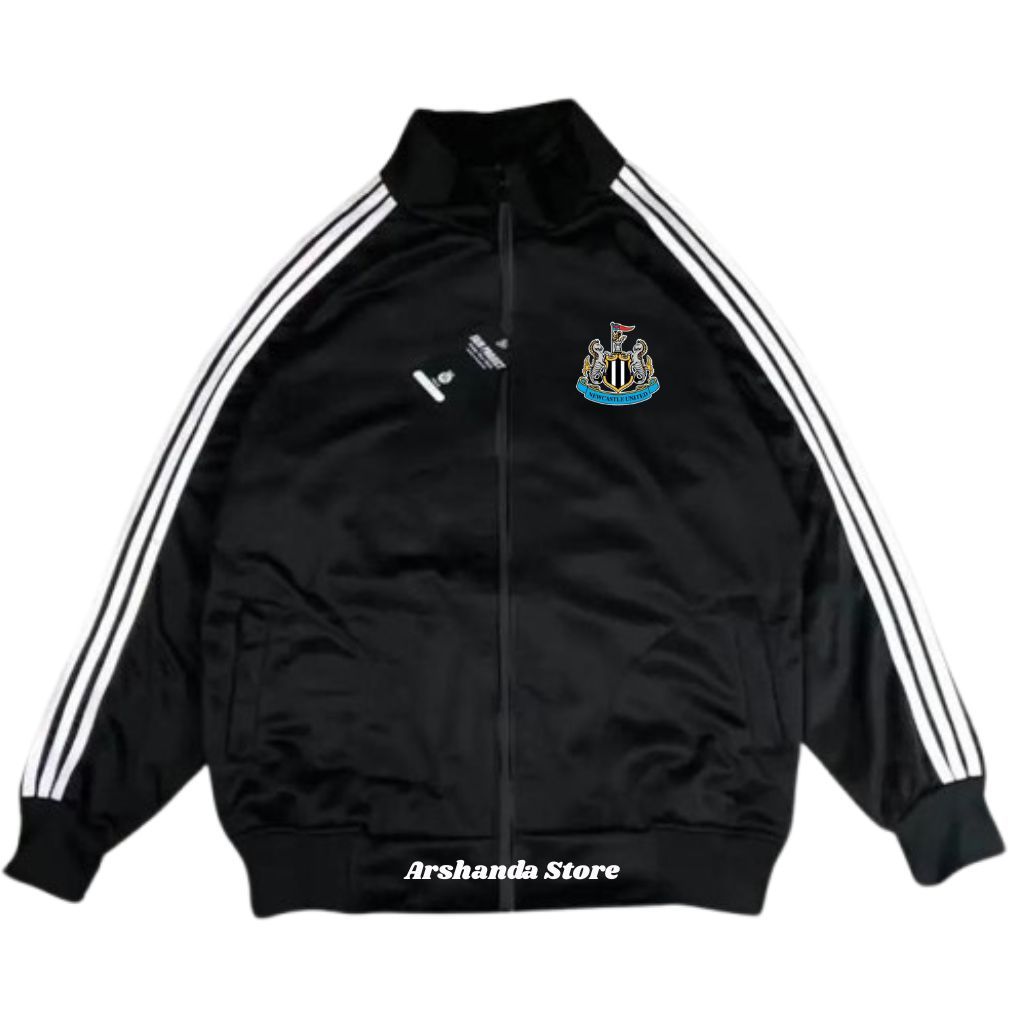 Track Jacket Unisex Black With White Stripe Newcastle United