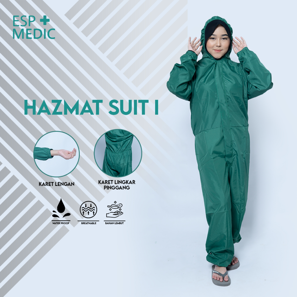 ESP MEDIC - BAJU APD HAZMAT WATERPROOF HAZMAT SUIT APD MEDIS JUBAH OPERASI REUSABLE HAZMAT SUIT APD 