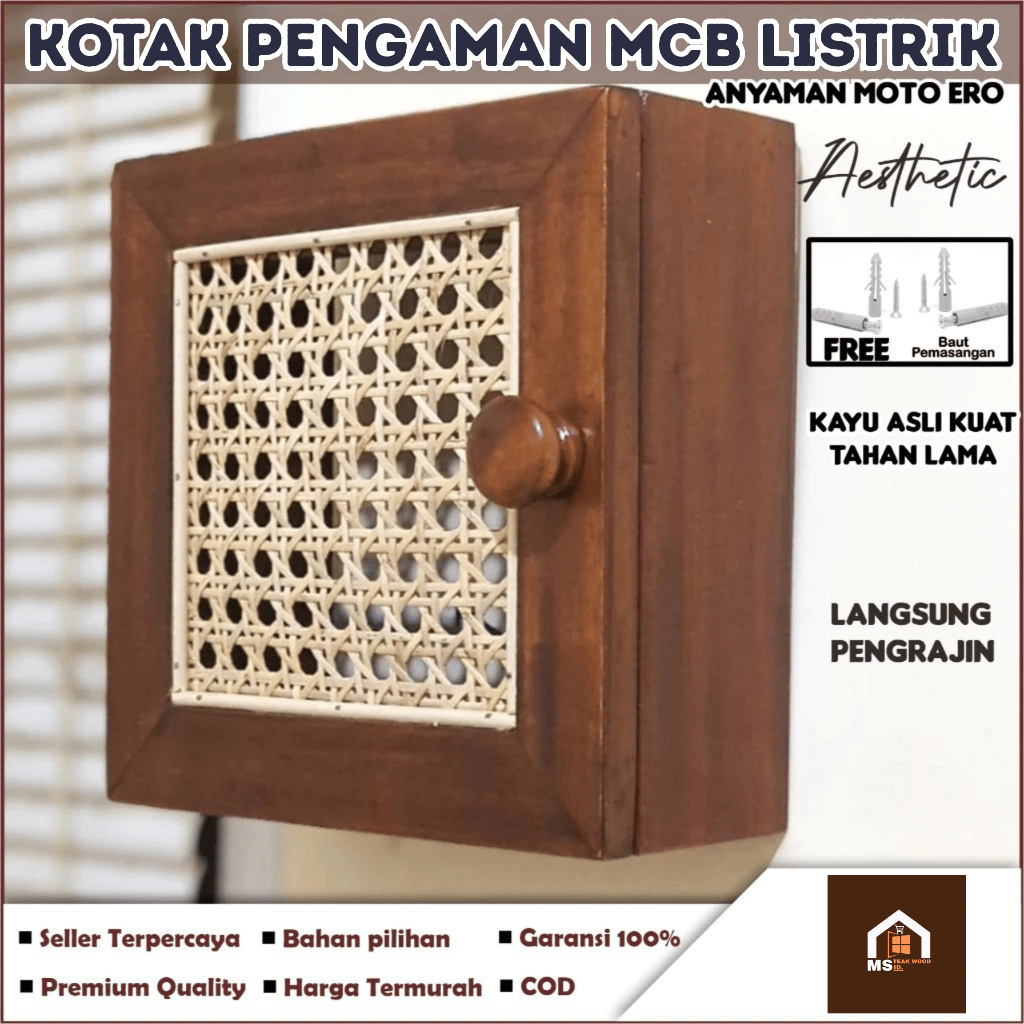 KOTAK MCB Kayu & Rotan Murah Dekorasi Rumah / BOX Pengaman Cover MCB LISTRIK Rumah