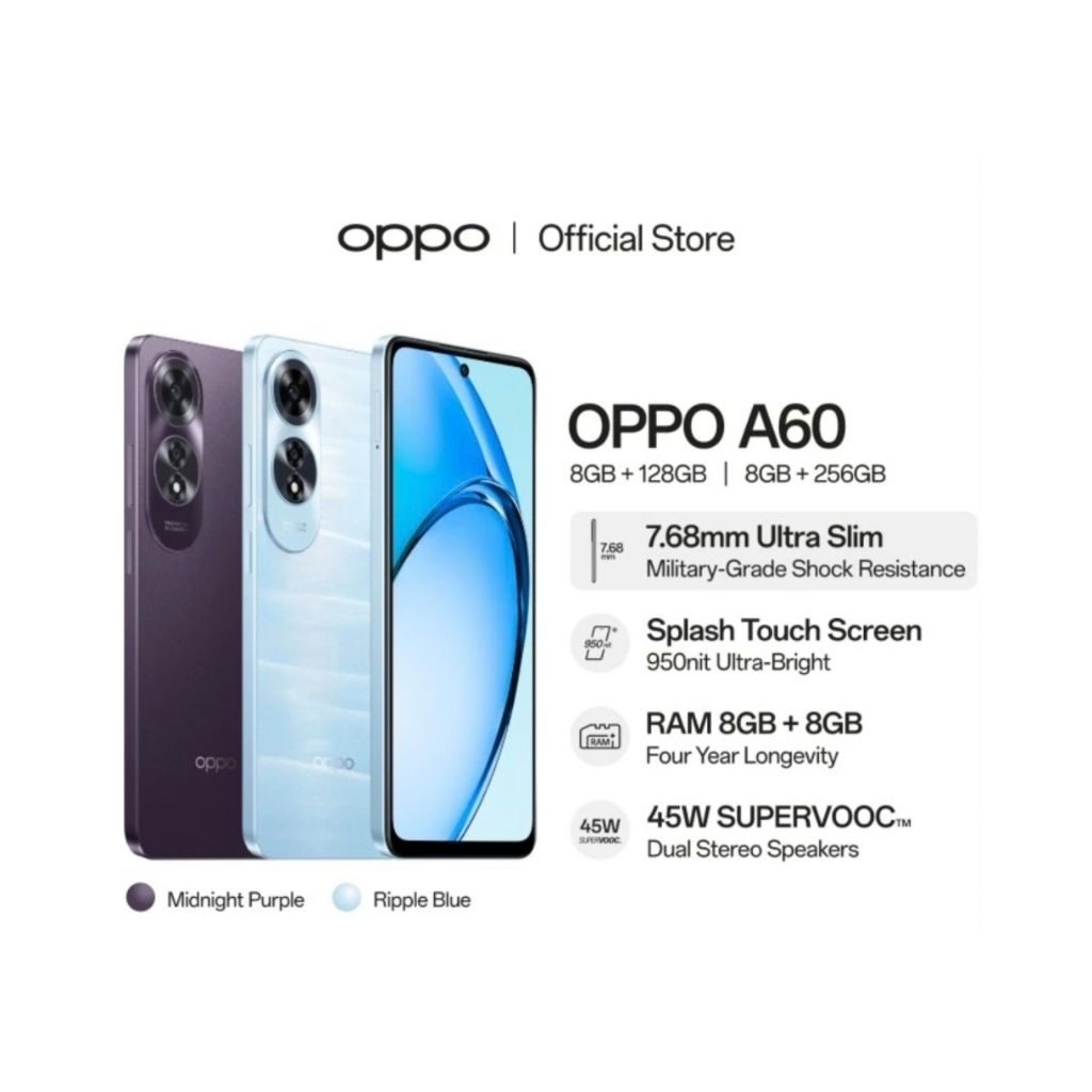HP OPPO A60 8/256 GB - OPPO A 60 RAM 8GB ROM 256GB GARANSI RESMI