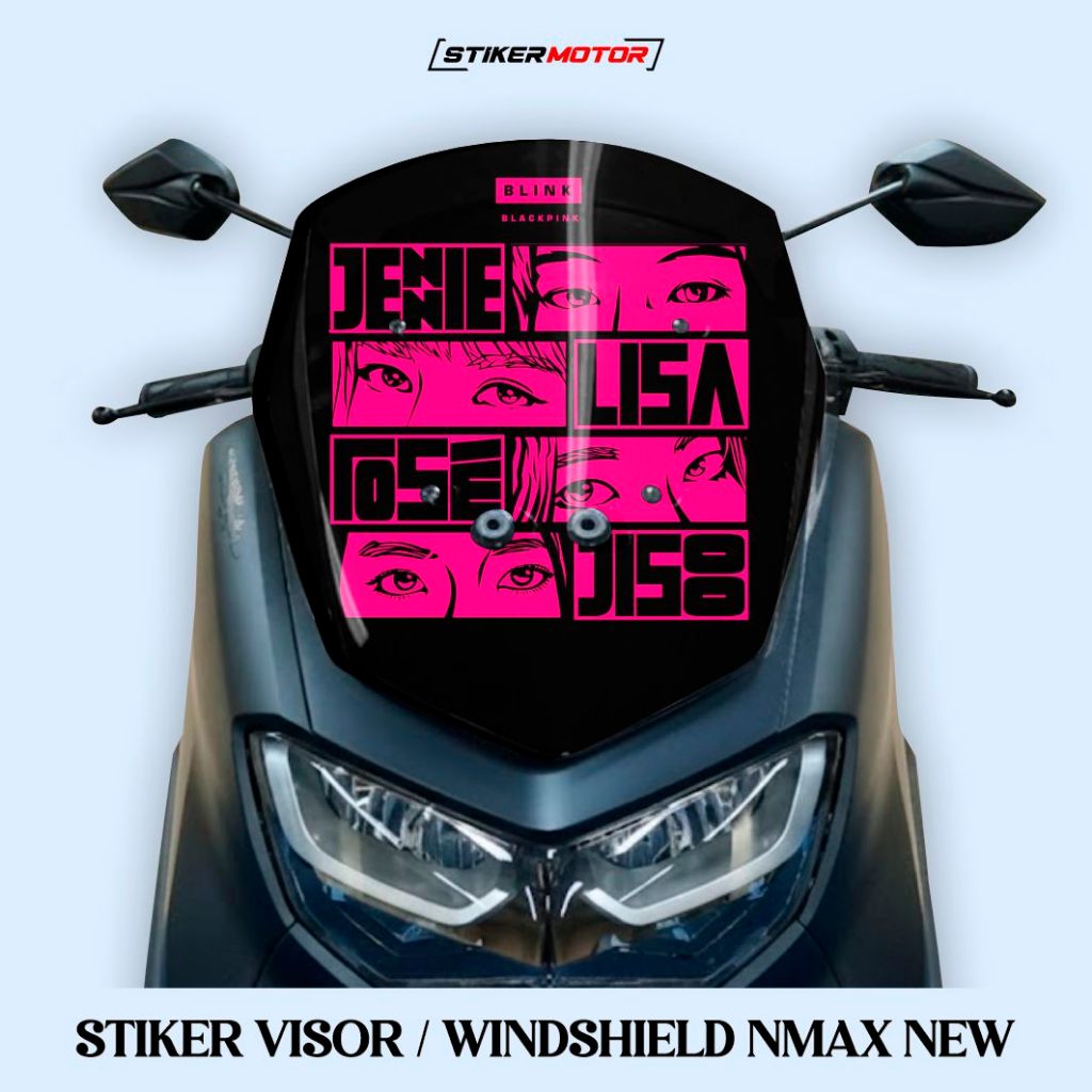 Stiker Winshield Nmax New Motif Black Pink Lisa BTS Tiny Tan Bahan Anti Air Sudah Dilaminasi Banyak 