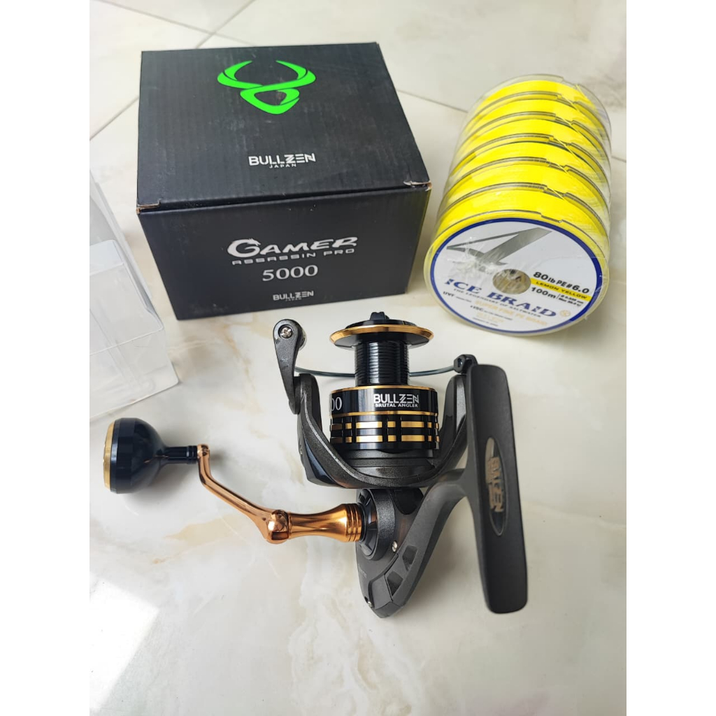 BUNDLING Reel BULLZEN Gamer Assassin PRO dan PE X4-600m-Warna Random