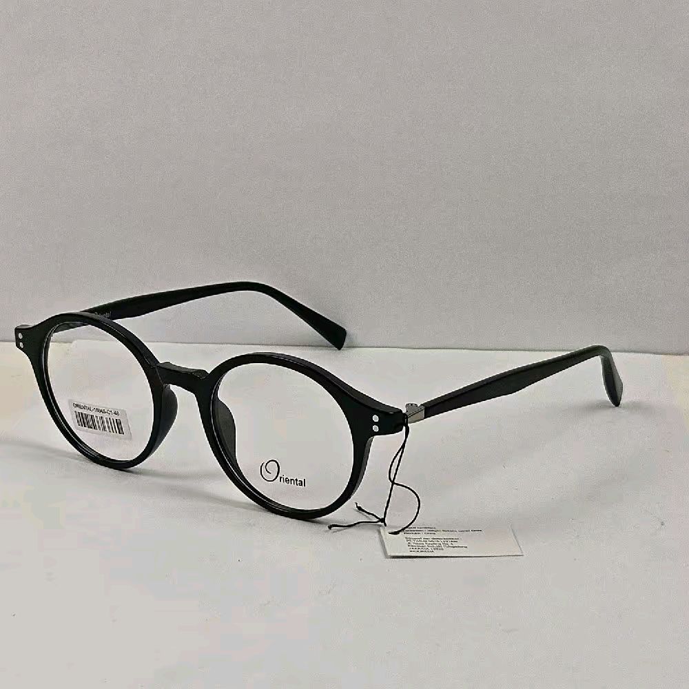 Oriental Bulat Kacamata Pria Wanita Oriental Model Bulat 16045-C1 Original Warna Hitam Detail Silver