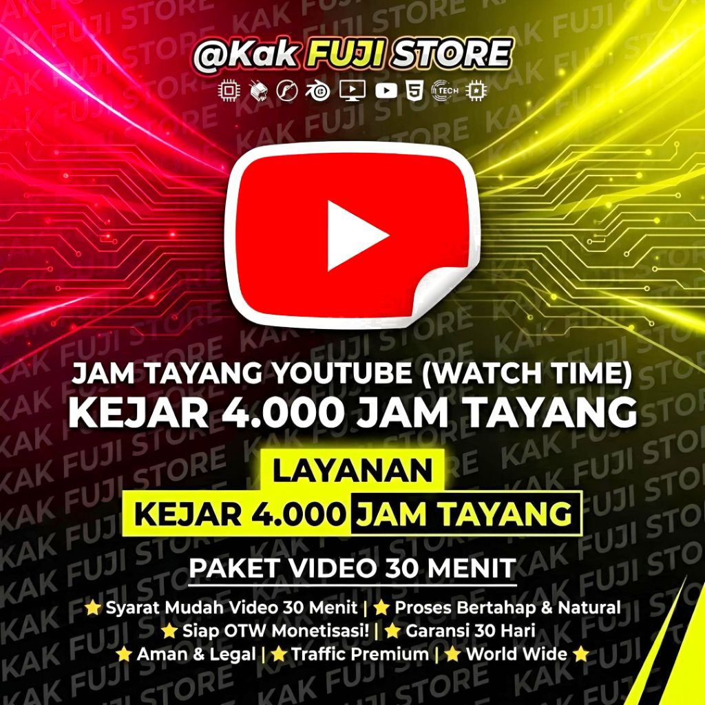 4000 JAM TAYANG YouTube Monetisasi - Syarat Mudah Video 30 Menit - Garansi Aman