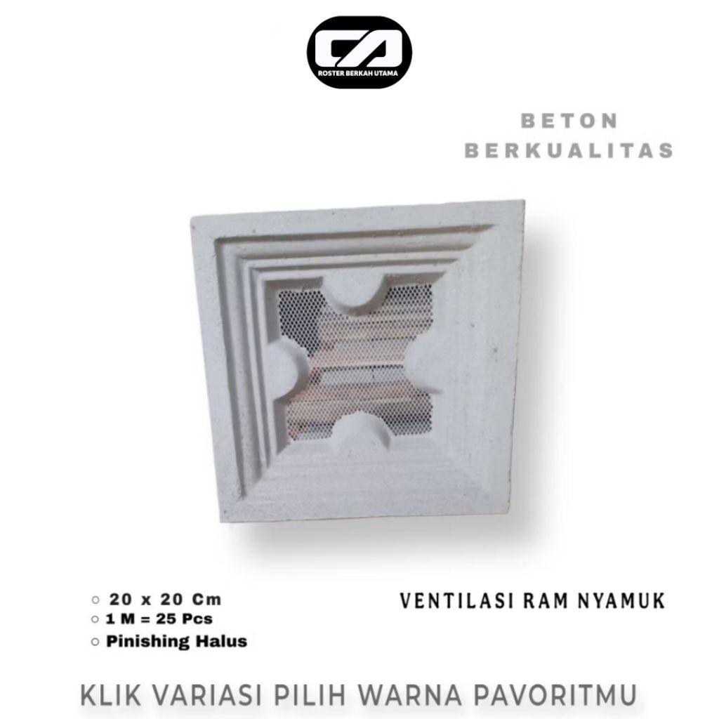 ROSTER BERKAH UTAMA - Roster Beton Minimalis Ram Nyamuk - Model Ada Kawatnya, UKURAN 20 x 20 | Loste