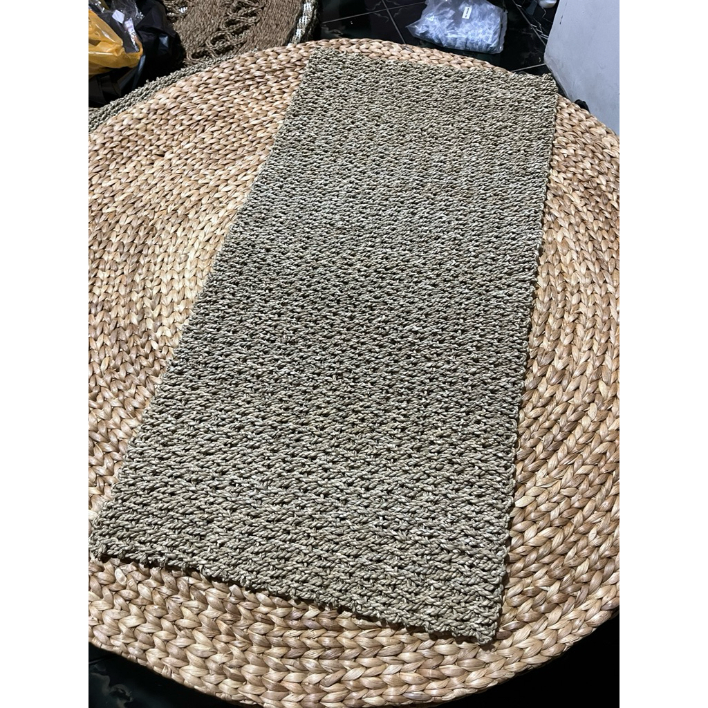 Rug kotak seagrass/karpet anyaman kotak/karpet piknik