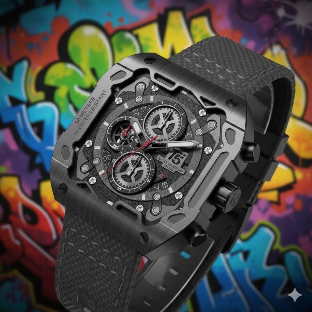 JAM TANGAN PRIA ORIGINAL T5 4096 STRAP KANVAS MODEL KOTAK TERBARU FULLSET D