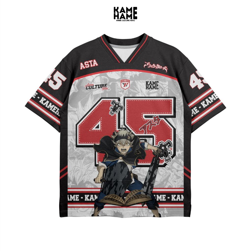Jersey BLACK CLOVERS ASTA 45 Outfit Kaos Oversize Unisex Pria Wanita Sport - KAMEHAMEHA
