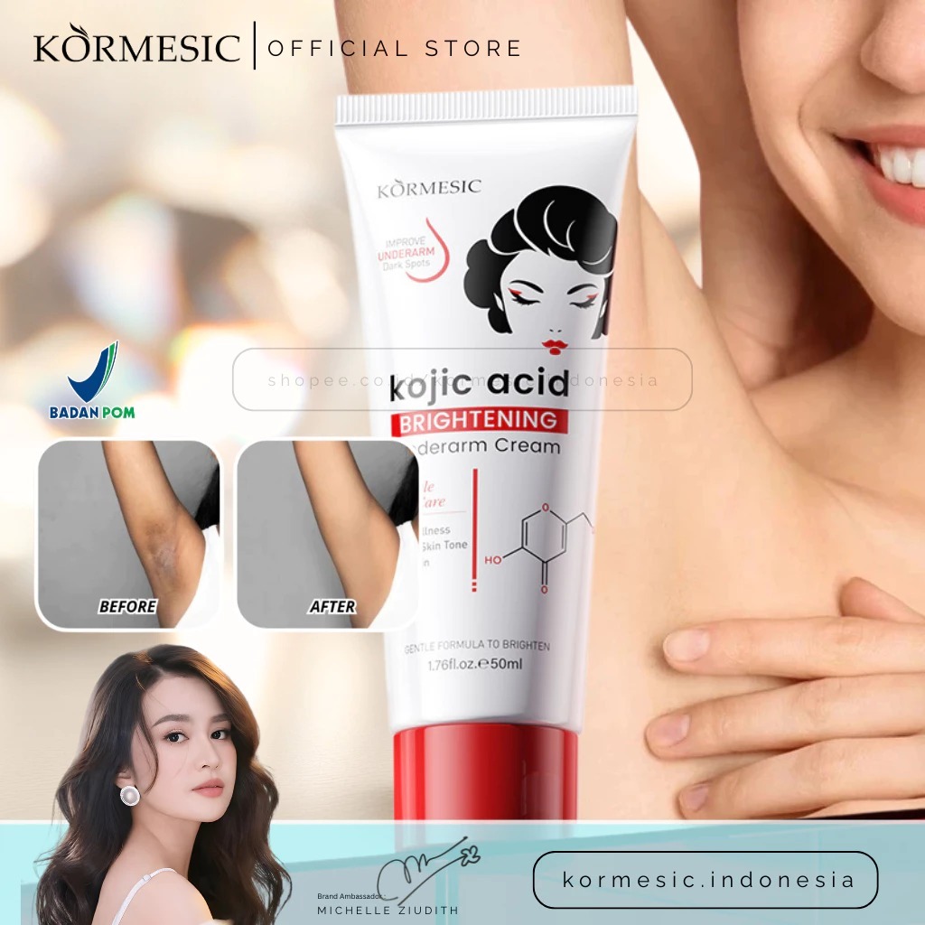 KORMESIC Krim Pemutih Ketiak Asam Kojic, Pemutih Cepat Asli, Leher, Siku, Lutut, Ketiak, Pemutih Sel