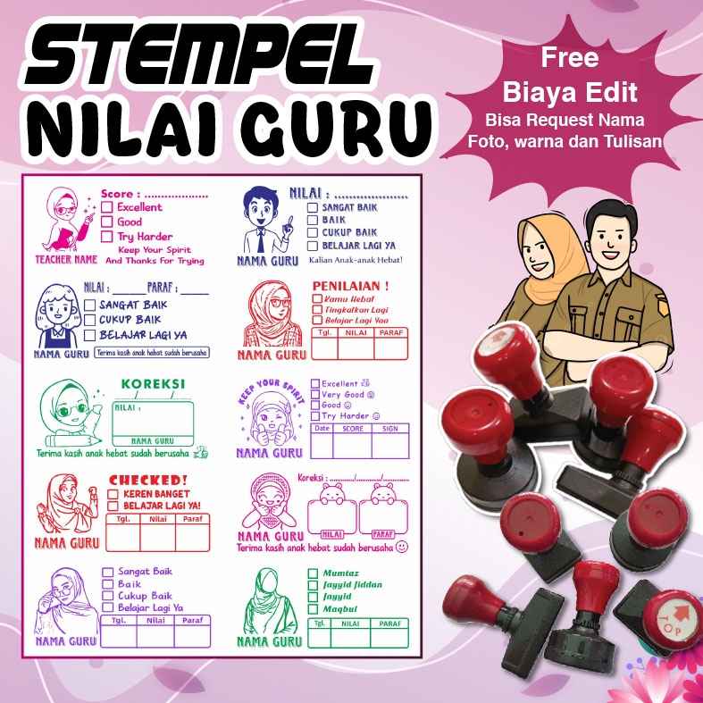 Stempel Nilai Guru / Penilaian / Koreksi / Checked Stempel Nilai Custom
