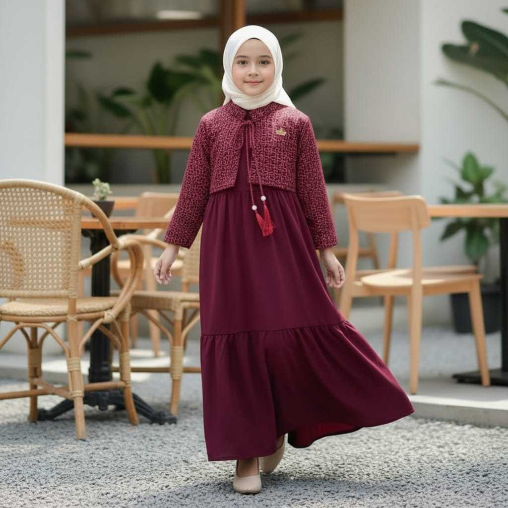 Gamis Anak Perempuan Umur 3-14 Terbaru 2026 Dress Muslimah 2-3Thn Ghames Idul Fitri Mewah Baju Ngaji