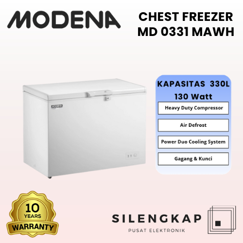 MODENA Chest Freezer MD 0331 MAWH Duo Cooling System 330 L Pembeku Daging Garansi Resmi