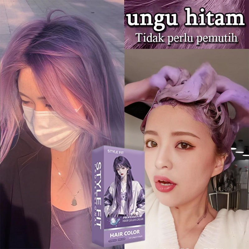 Tahan lama tak luntur STYLE FIT Ungu taro cat rambut 200ml terlihat cerah dan muda cat rambut ungu,c