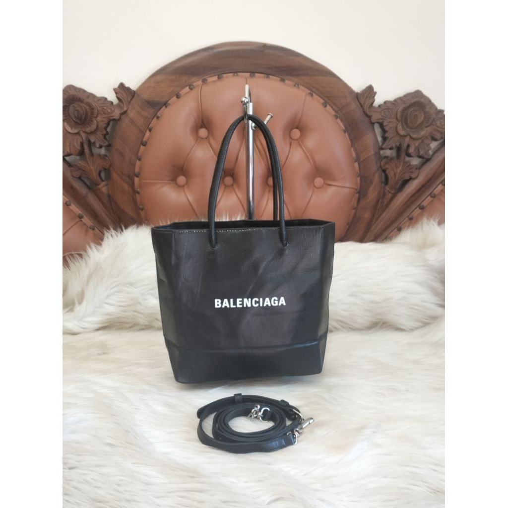 Balenciaga Shopping Black Leather Tote Sling  Bag