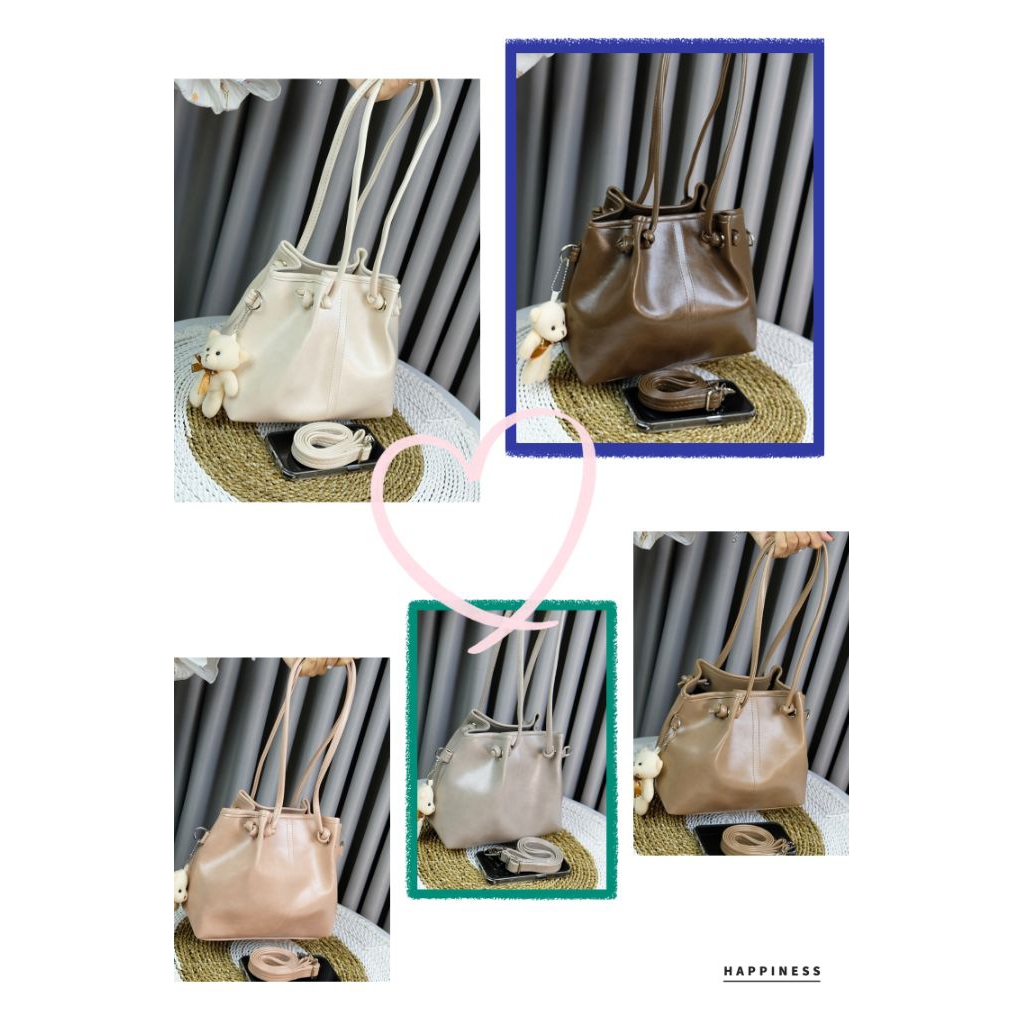 SARRA Tas Serut Wanita Glossy Slingbag Tas Bahu Kekinian Tas OOTD