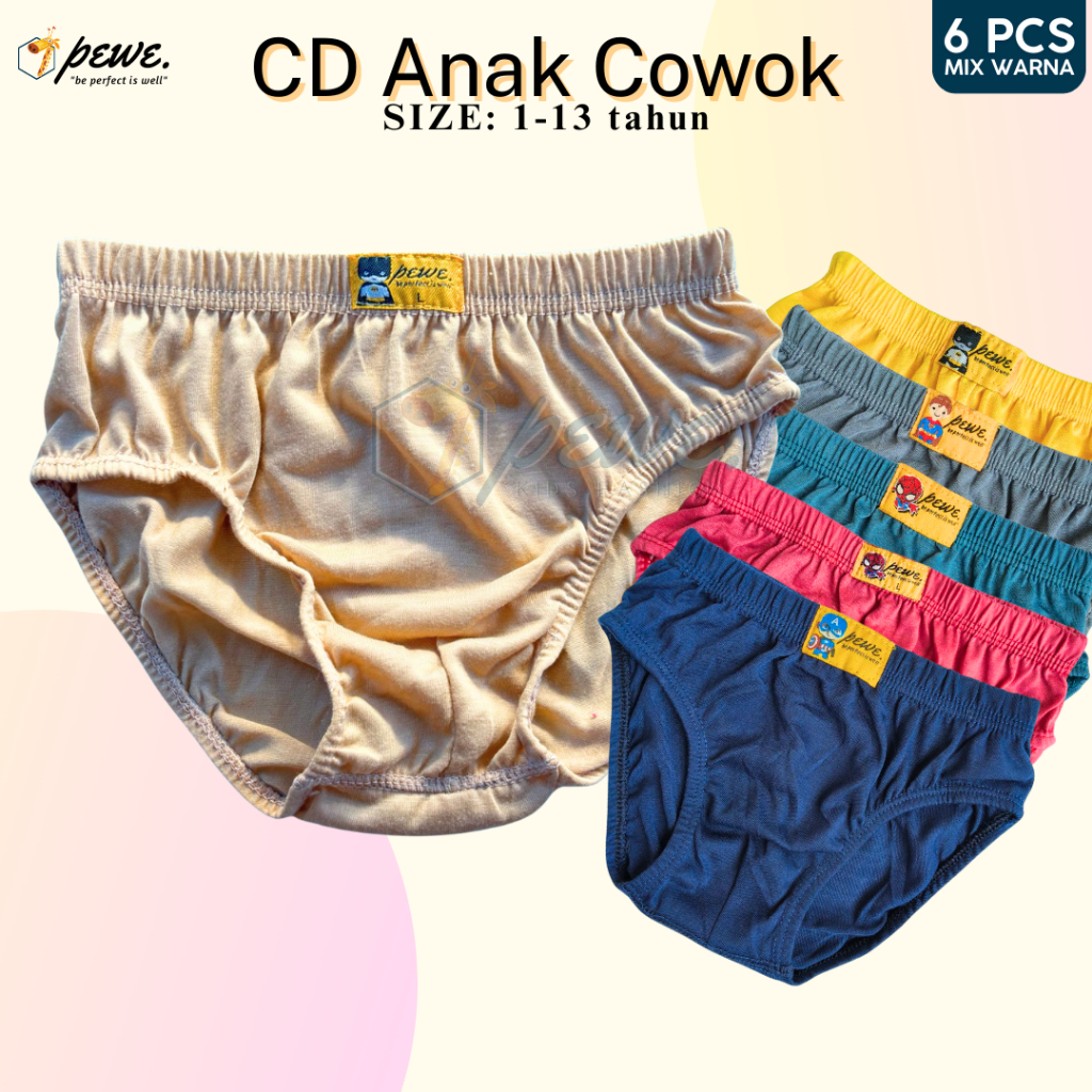 6 PCS sempak anak cowo bahan tebal dan menyerap kringat / celana sempak anak laki laki / sempak anak