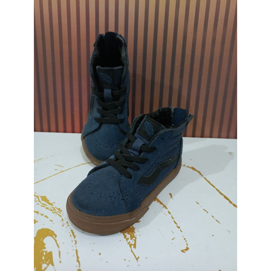 Sepatu Vans Sk8-Hi zip - Gum Outsole - Dark Denim for Toddler