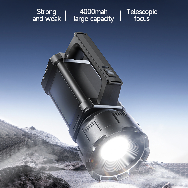 Dp Lampu Sorot Led Super Bright Zoom, Baterai 4000Mah Tahan Lama -Isi Tenaga Surya&Usb,3 Mode Cahaya