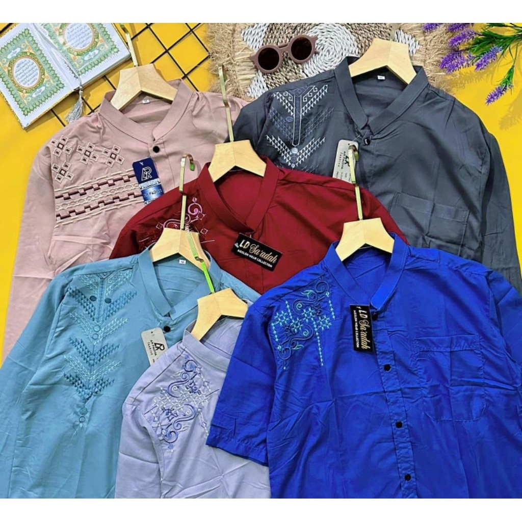 Baju Koko Dewasa Lengan Panjang M-XL/ Atasan Koko Dewasa/ Baju Koko Bordir/ Baju Koko Bordir Dewasa/